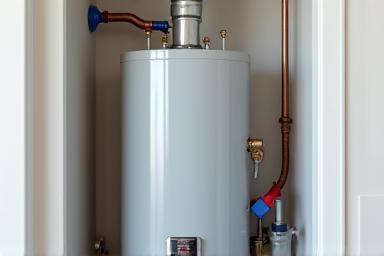 Image of a traditional tank water heater, professionally installed and well-maintained.